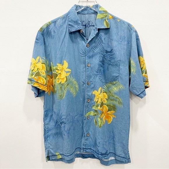 Tommy Bahama Tropical Print Hawaiian Shirt Short Sleeve Button Down - Picture 1 of 7